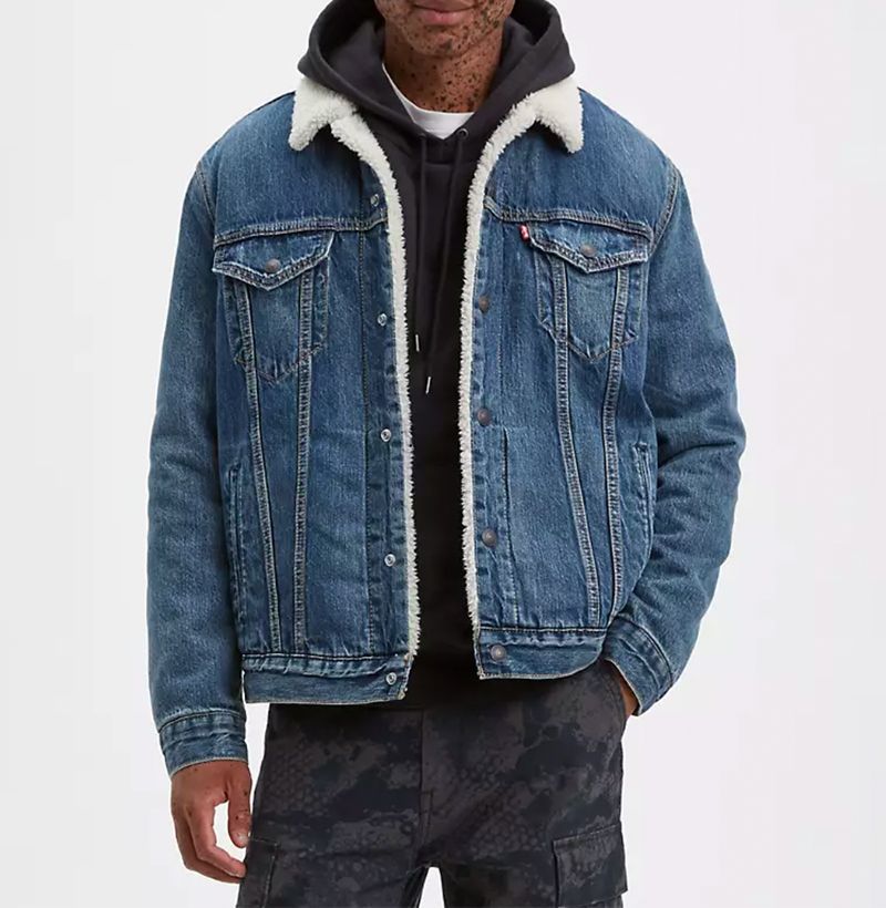 mens jean jacket with sherpa