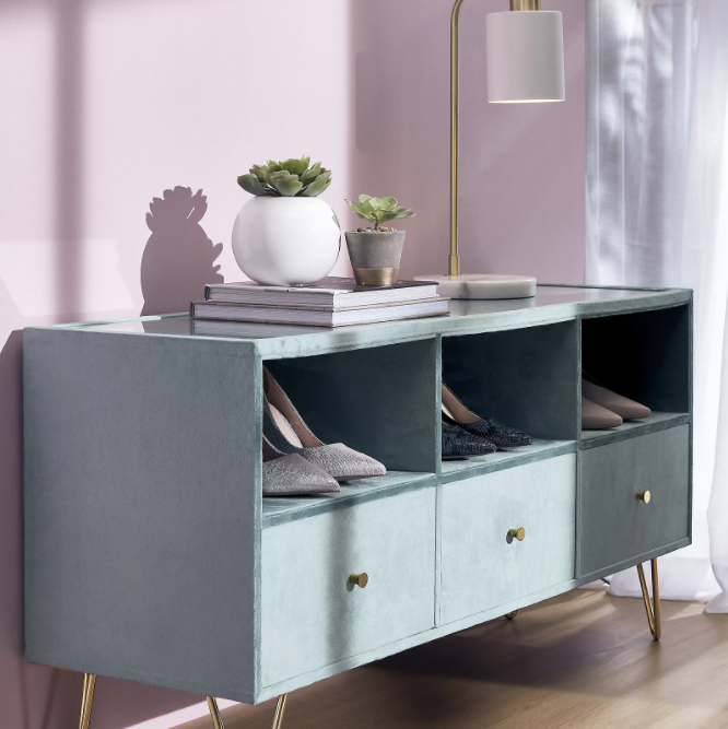  3 Drawer Storage Sideboard with Tempered Glass Top