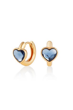 Heart Huggies Hoop Demin Blue Gold