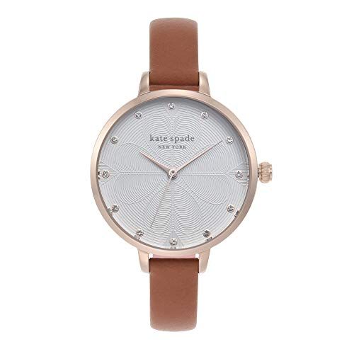 Kate Spade Women's Stainless Steel Quartz Watch with Leather Strap, Brown, 10 (Model: KSW1534)