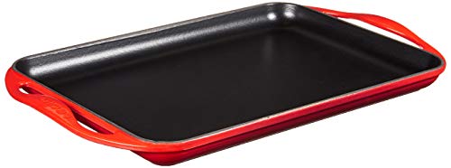 Le Creuset Enameled Cast Iron Rectangular Skinny Griddle, Cerise