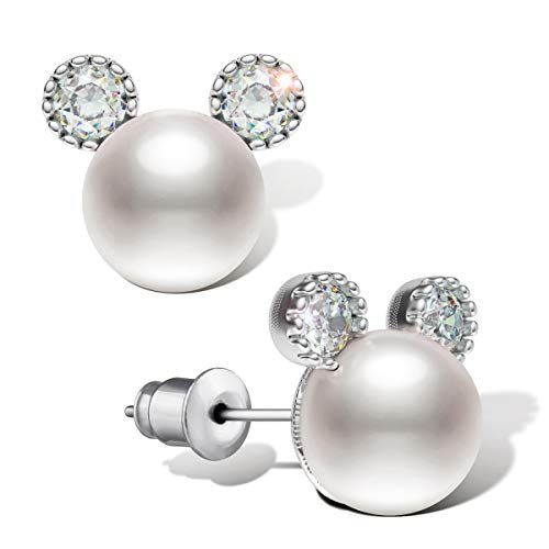 Mickey Mouse Pearl Stud Earrings