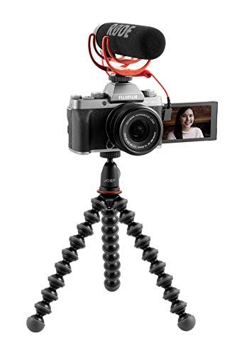 Fujifilm X-T200 Mirrorless Digital Camera Vlogger Kit, Dark Silver with Fujinon XC15-45mm F3.5-5.6 Optical Image stabilisation Power Zoom Lens, Joby Gorilla Pod 1K, RODE VideoMic Go & 16GB SD Card