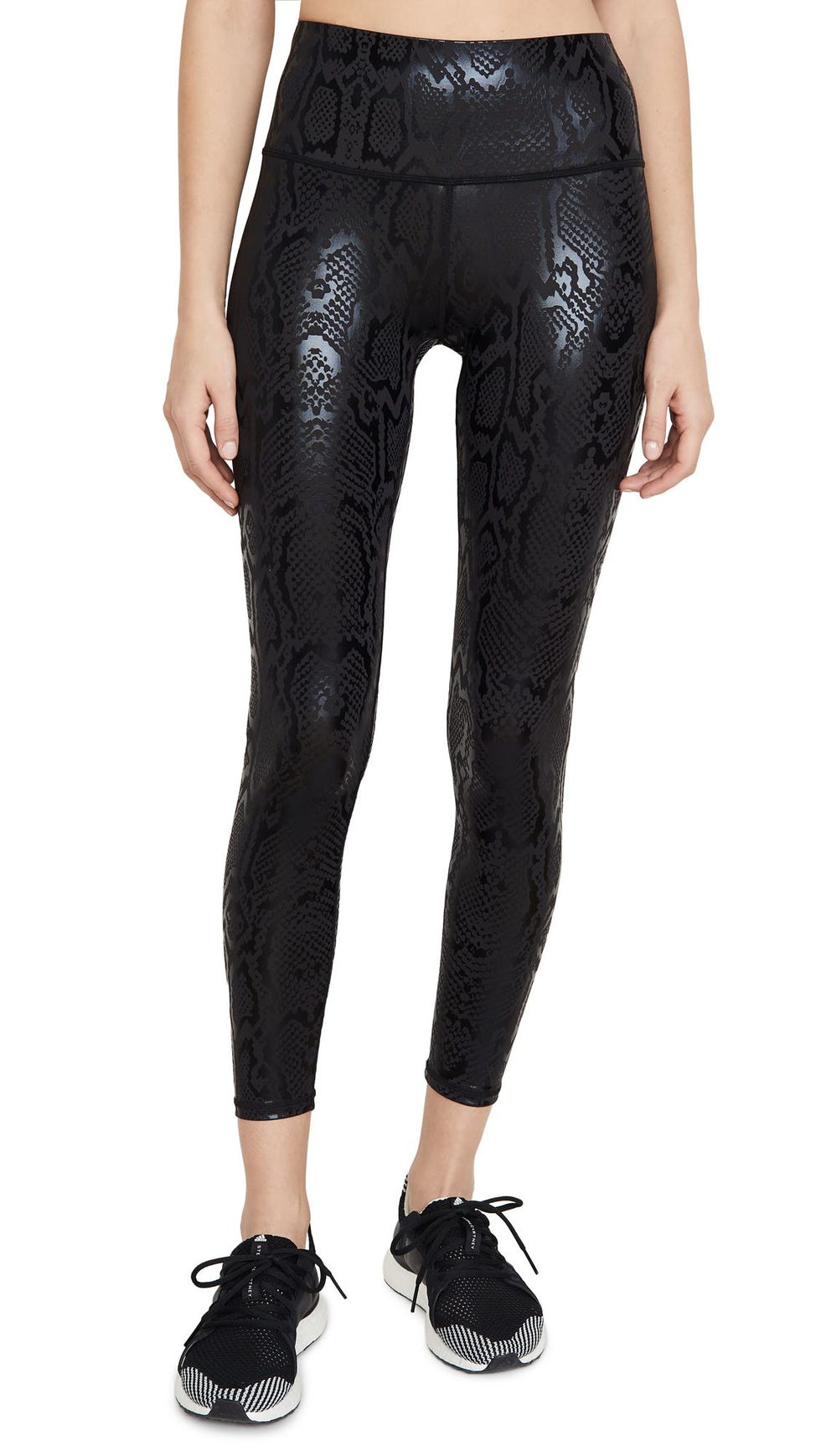 High Rise Black Snakeskin Foil Leggings