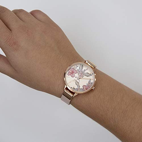 Women's Rose Gold-Tone and Blush Pink Strap Watch