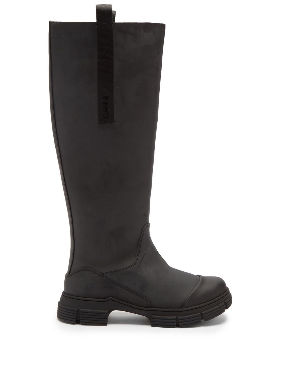 Chunky recycled-rubber knee-high boots