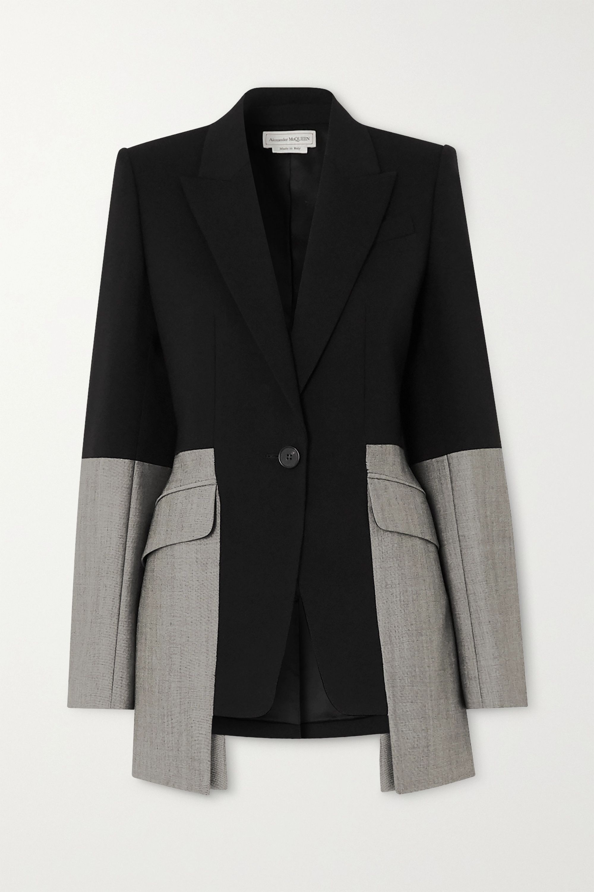 Two-tone wool-blend blazer