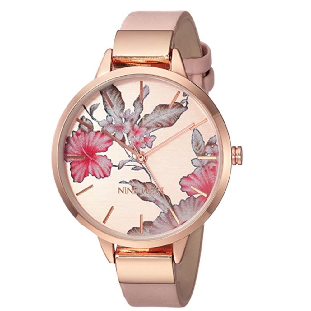 Women's Rose Gold-Tone and Blush Pink Strap Watch