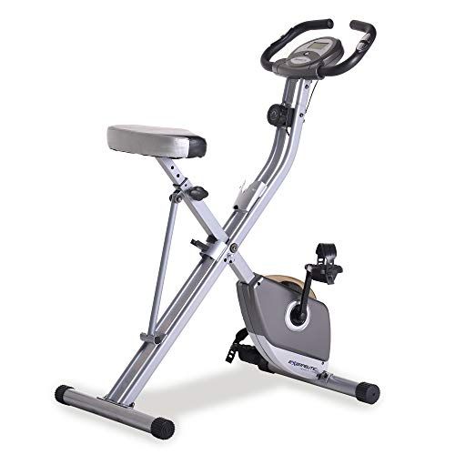 120 kg Max Exercise Bikes Stationary Fitness Cycling Bike with 8 Levels Magnetic Resistance Foldable S-type Upright Gym Cycle Trainer Backrest & Arm Resistance Bands Perfect for Home Workout and Cardio 