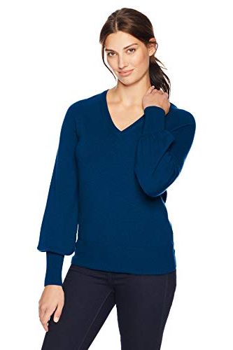 V Neck Cashmere Sweater with Bell Sleeves