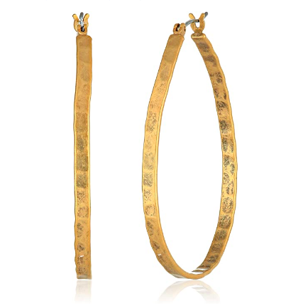 Gold-Tone Oblong Hoop Earrings