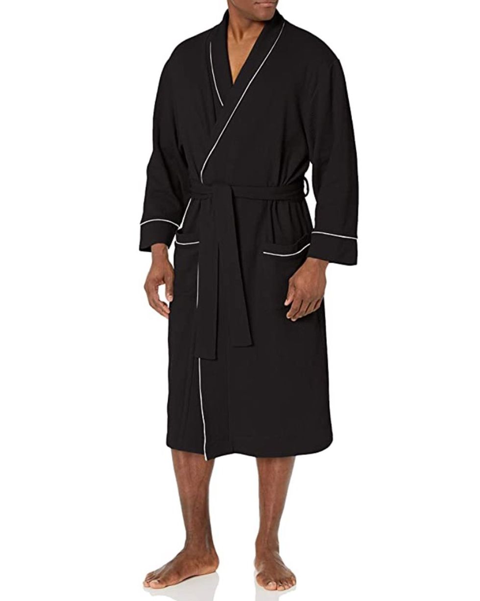 NY Threads Luxurious Mens Shawl Collar Fleece Bath Robe Spa Robe, Black,  XX-Large-3X-Large at  Men's Clothing store
