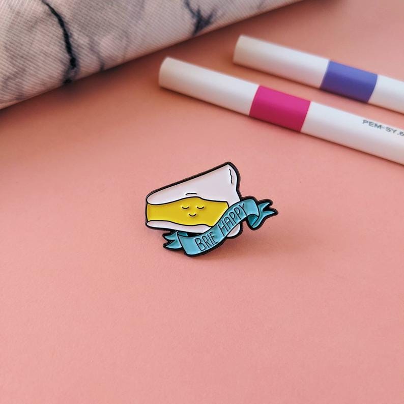 Brie Happy Cheese Enamel Pin Badge