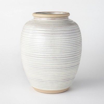 Ceramic Ribbed Vase Gray