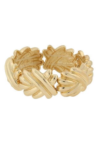 1928 Jewelry Gold-Tone Articulated Swirl Stretch Bracelet