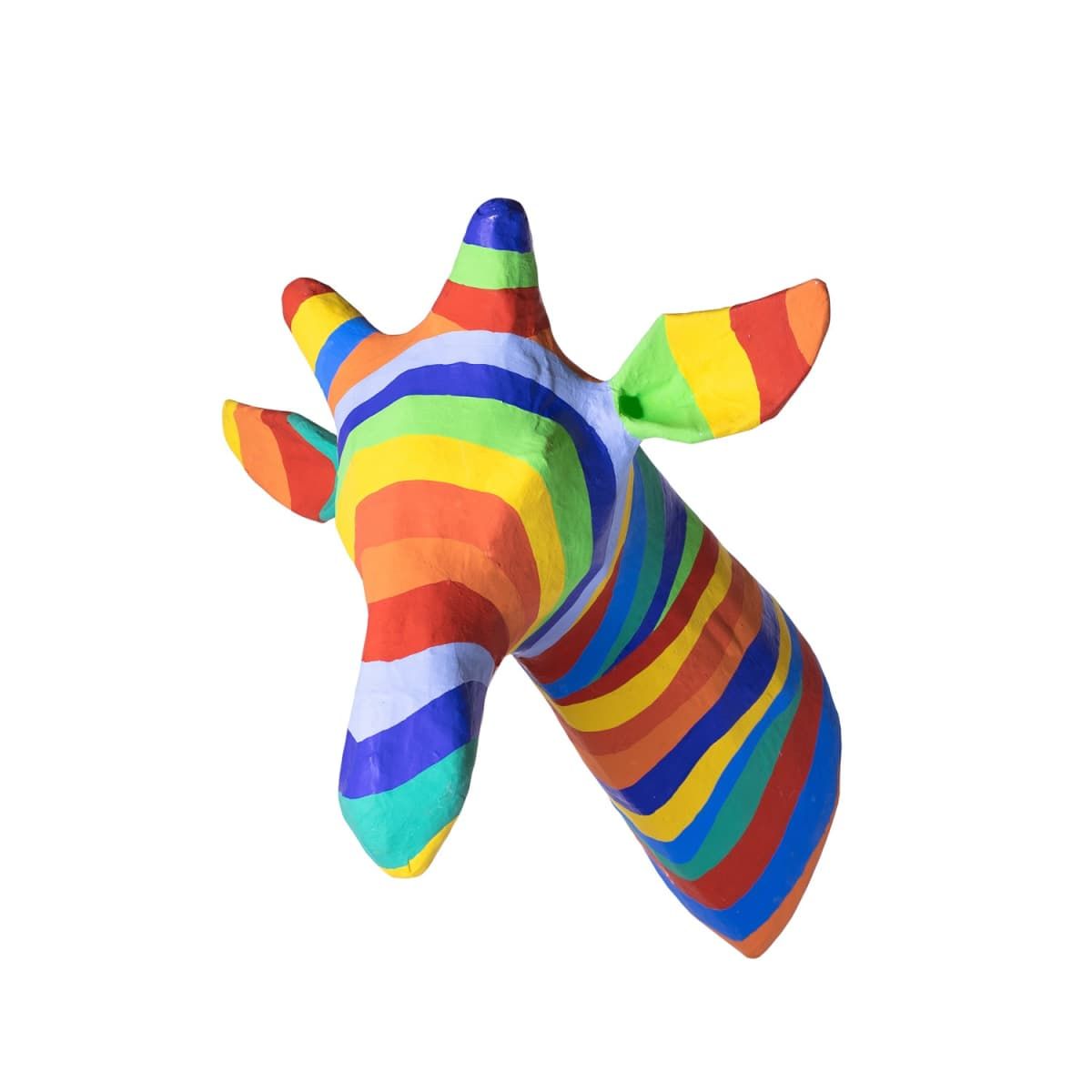 Paper Mache Rainbow Giraffe Head