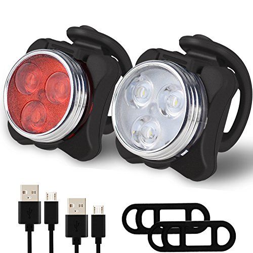Flashing USB Led Rechargeable Bike Lights Front and Back APREMONT Bike Headlight and Rear Bike Light Set Super Bright Bike Light Set Suit Road Cycling and etc Waterproof