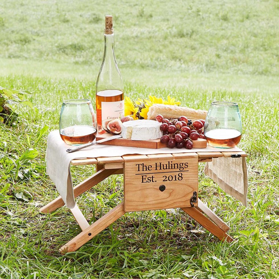 Personalized Picnic Table Wine Carrier