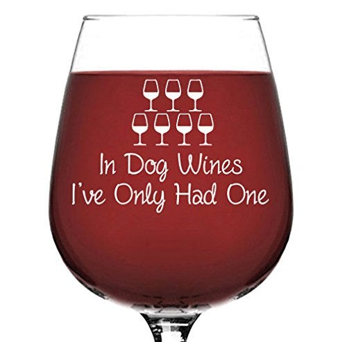 'In Dog Wines' Funny Wine Glass