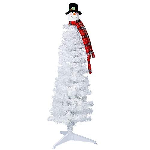 4' Skinny Snowman Tree with Warm White Lights