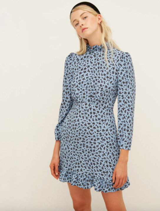 Floral High Neck Mini Tea Dress