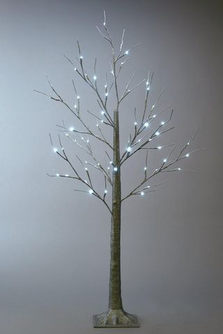 Lit Silver Glitter Twig Christmas Tree - 5ft