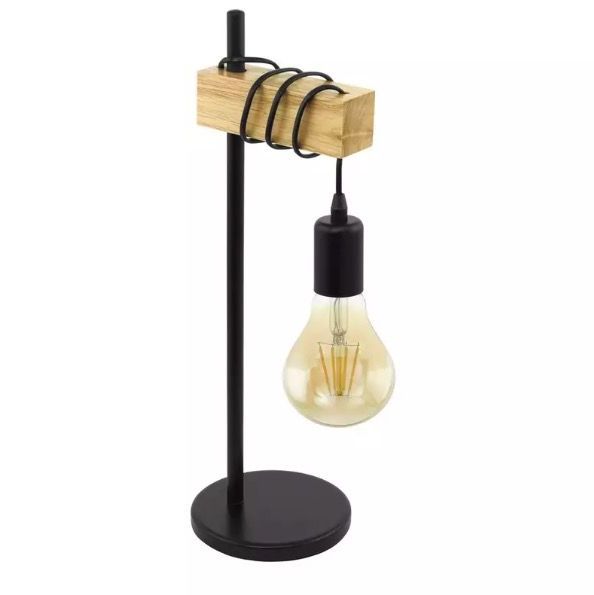 Eglo Townshend hung table lamp in black and oak