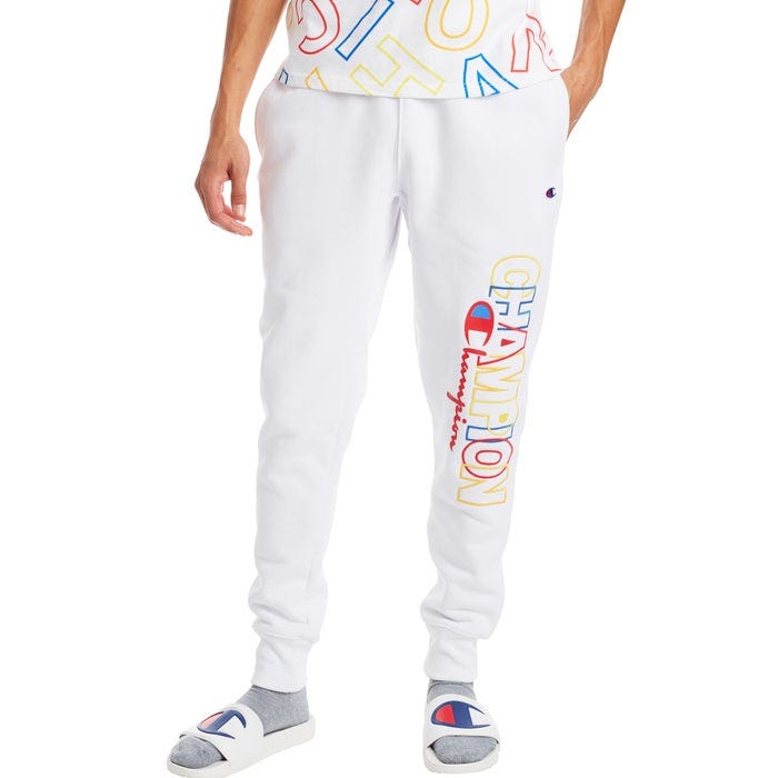 champion reverse weave joggers white