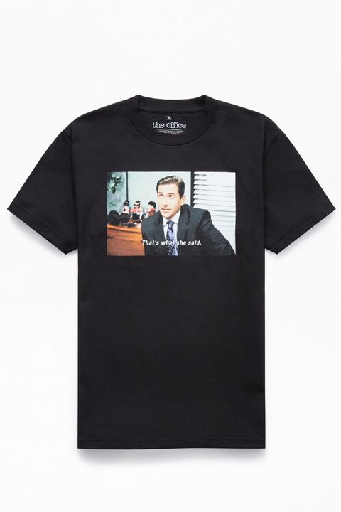 the office shirts, the tee shirts 