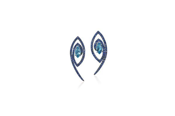 The Eye Topaz, Blue Sapphire Earrings