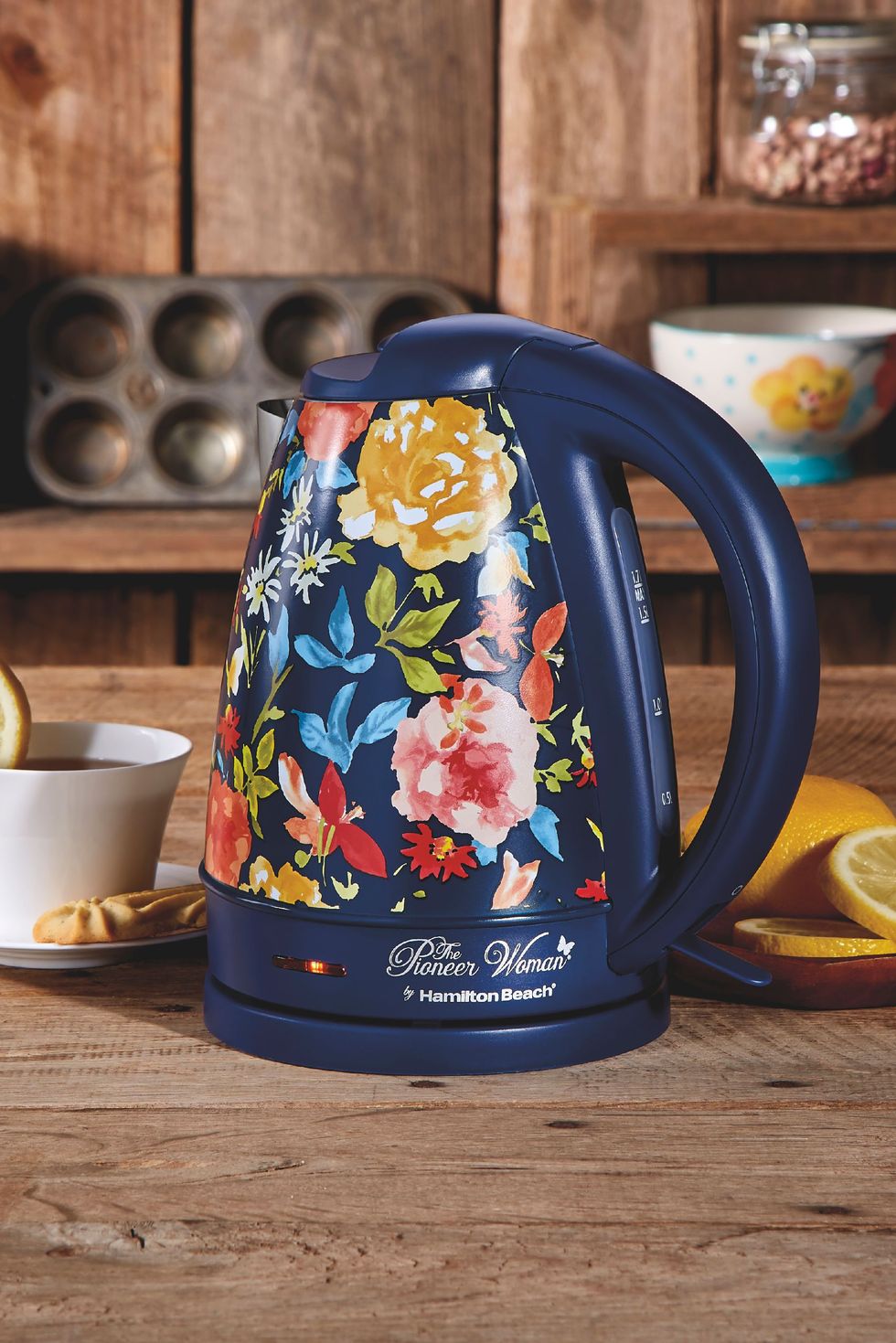 The Pioneer Woman Fiona Floral/Blue Electric Kettle