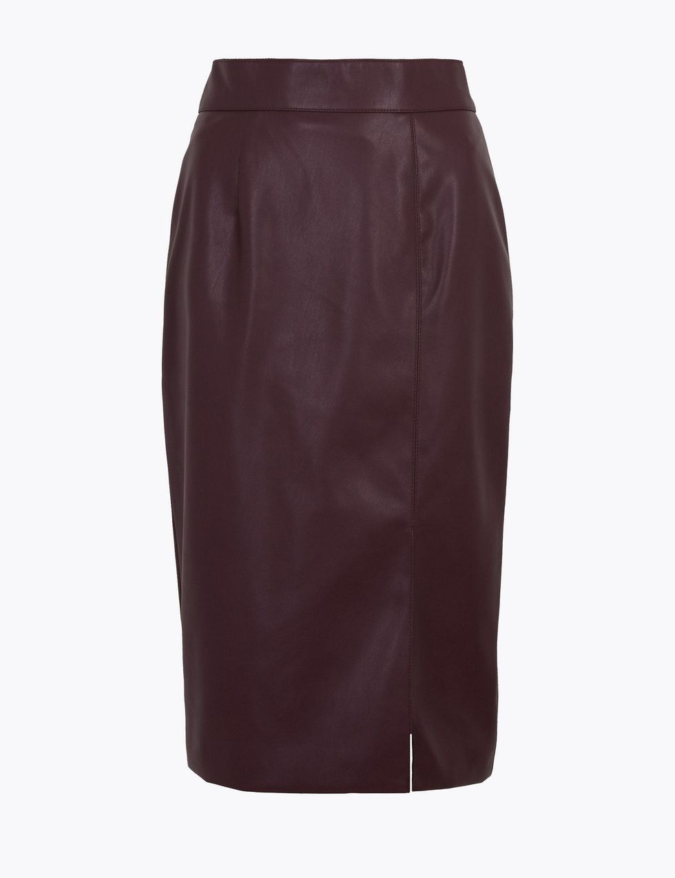 Faux Leather Side Split Pencil Skirt