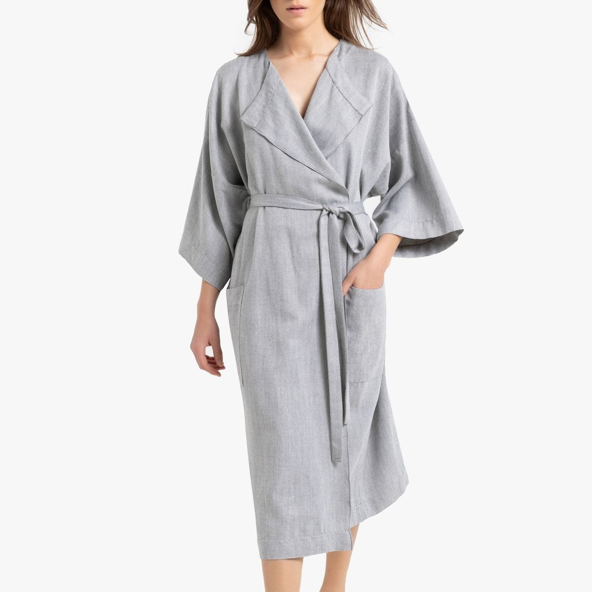 Dolamen Men’s Dressing Gown Bathrobe Satin Belt Pockets Silky Soft & Lightweight Luxury Men’s Kimono Dressing Gown Bath Robe Bridesmaid Housecoat Nightwear Pyjamas 
