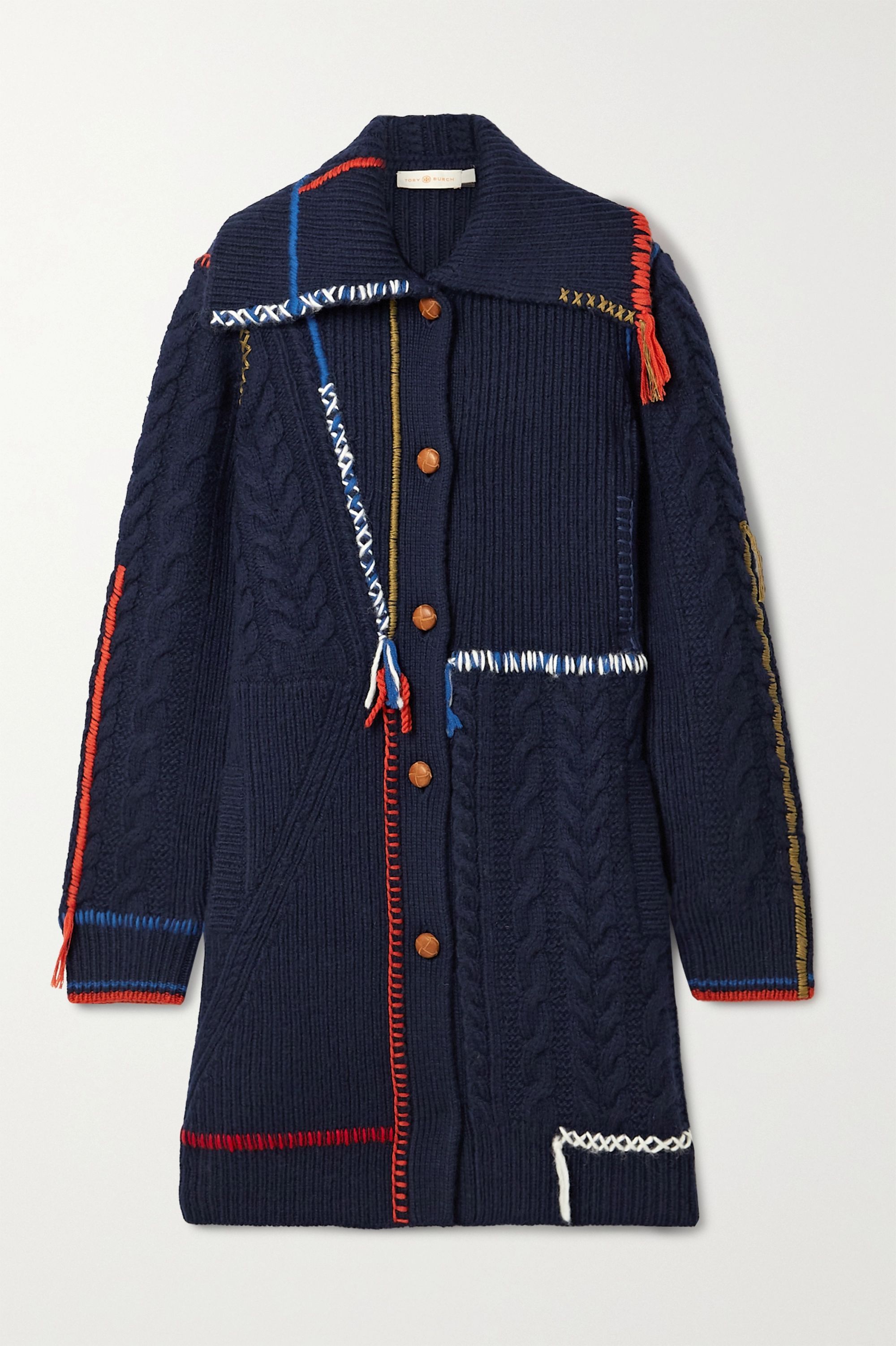 hooded contrast ribbed flare sleeve button up high low cardigan