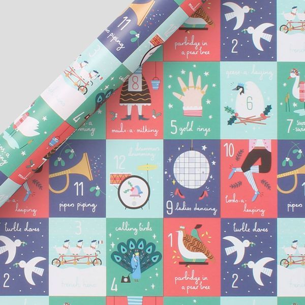 12 days Christmas wrapping paper - 3m £3.75