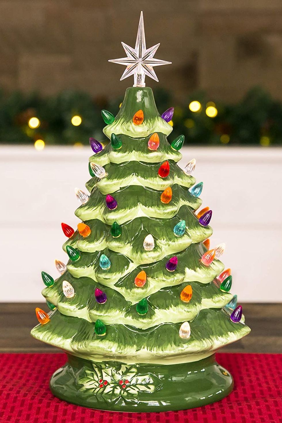 Best Choice Products 15in Ceramic Christmas Tree, Pre-lit Hand-Painted  Tabletop Holiday Tree, Star Topper, 64 Lights - Green w/Multicolored Bulbs