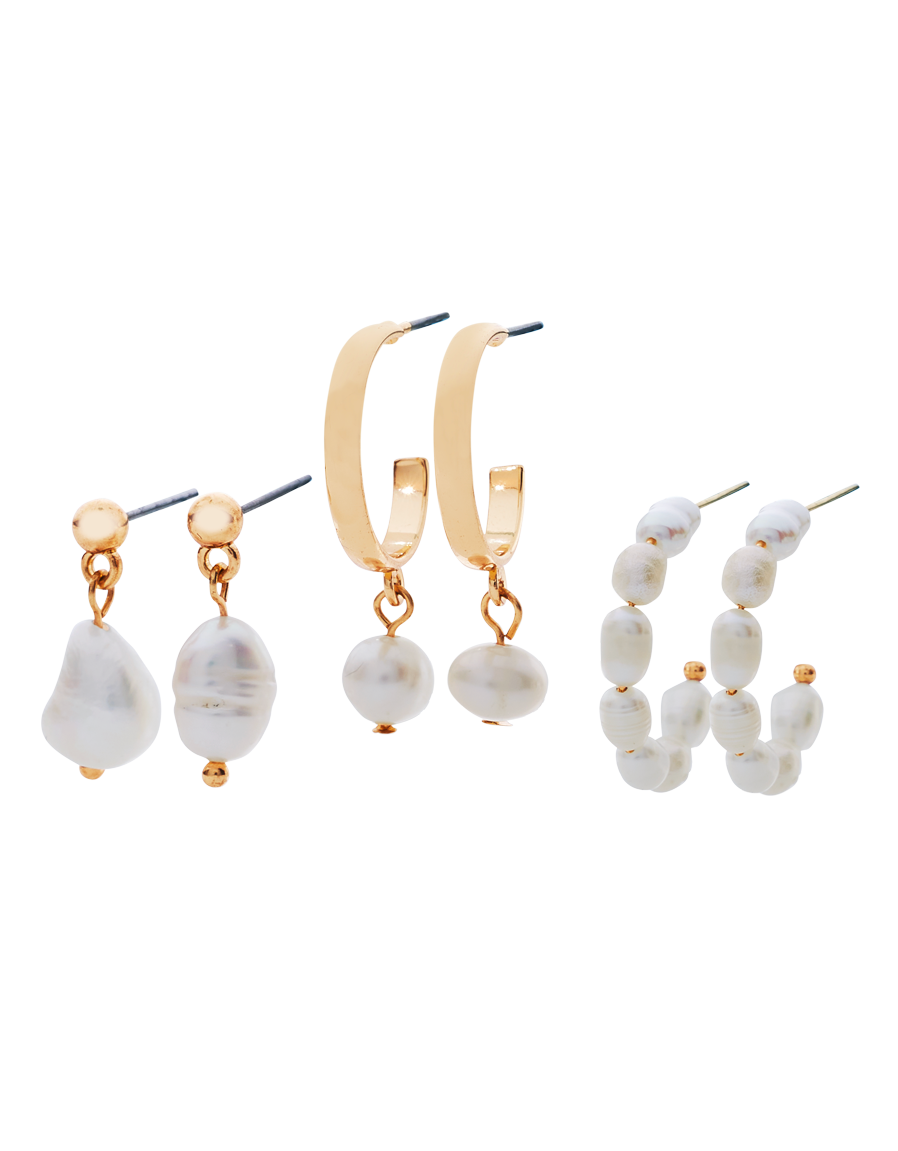 Pearl Earring Set of Three