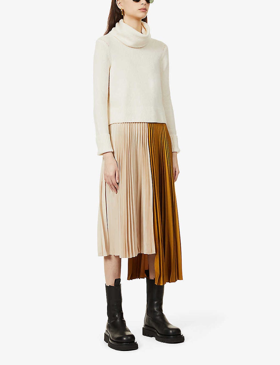All Saints Jumper overlay wool-blend and crepe midi dress