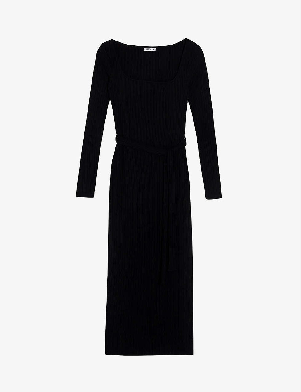 Topshop V-neck ribbed-knit midi dress