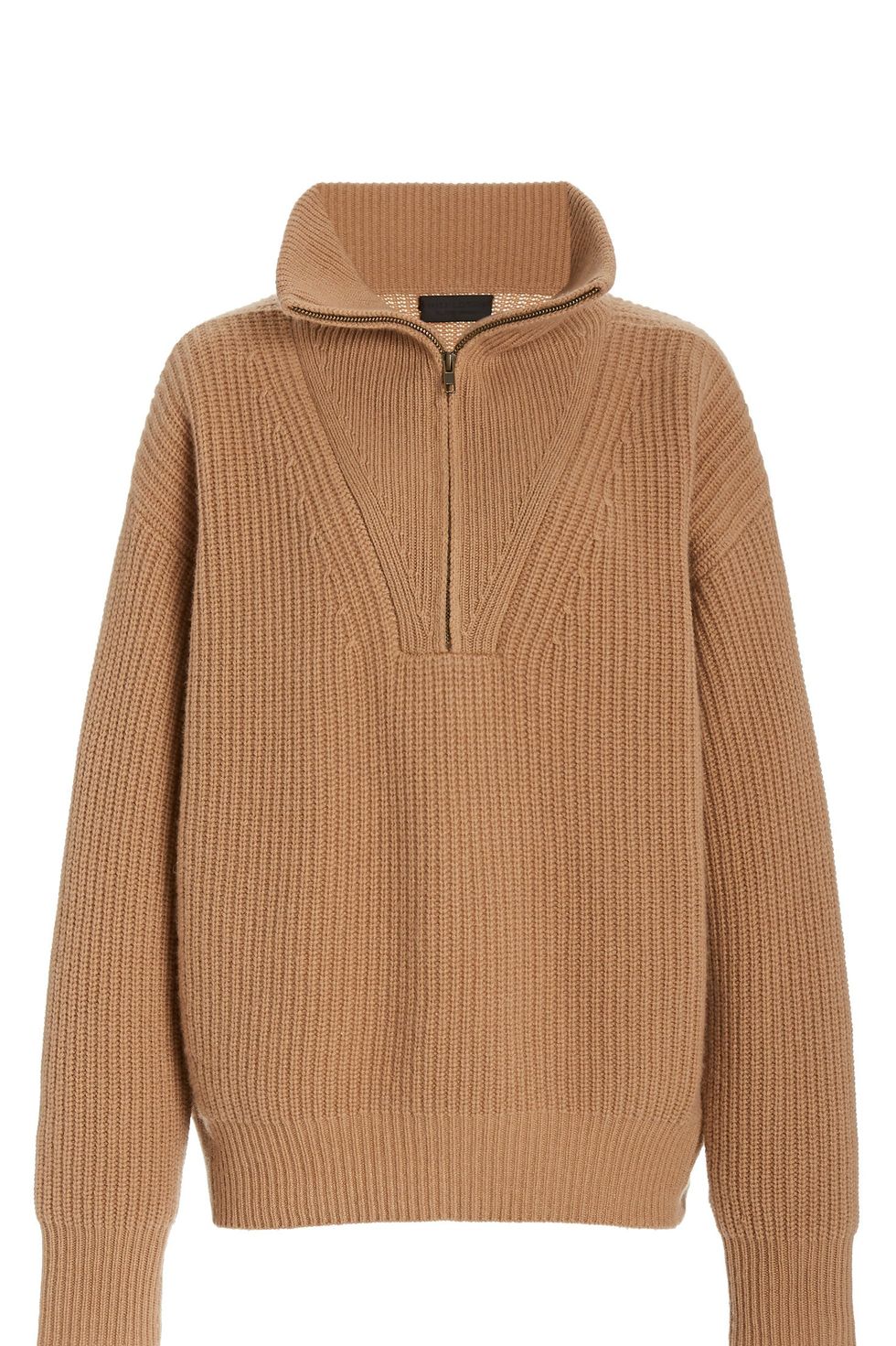 Hester Ribbed-Knit Cashmere Half-Zip Sweater