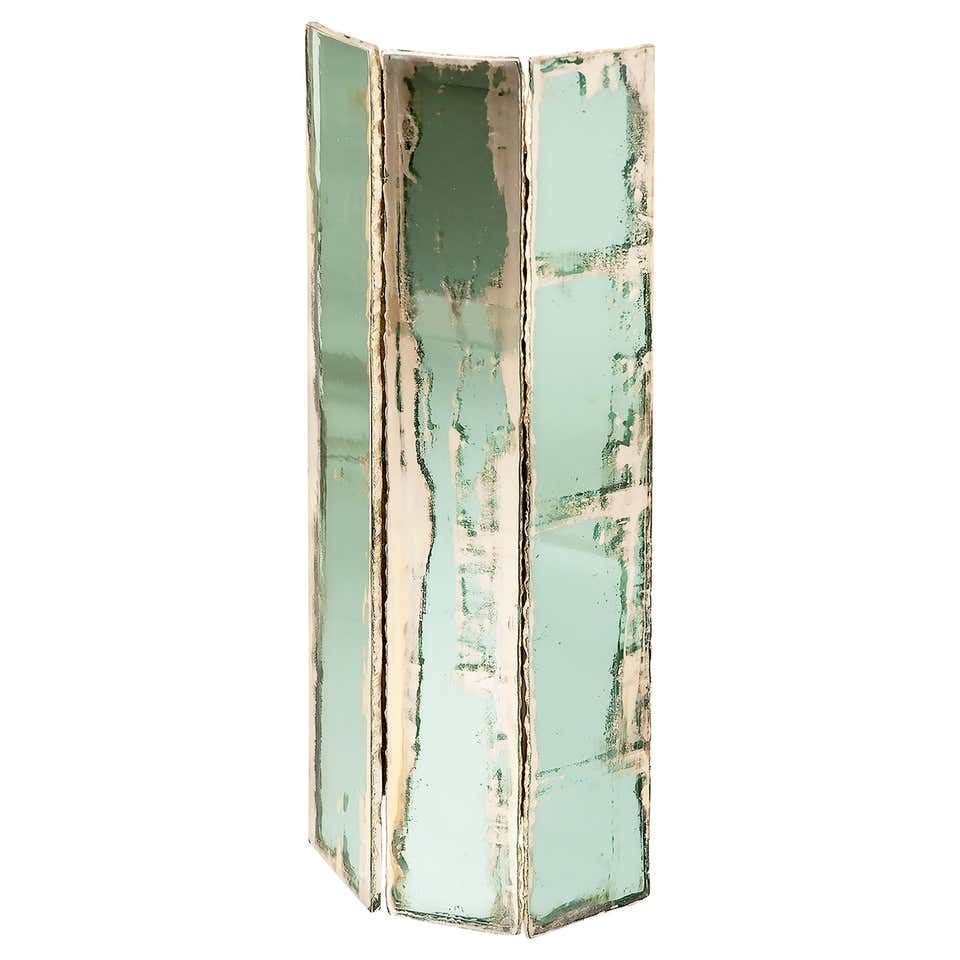 “Trilogy” Contemporary Wall Lamp, Jade Silvered Glass