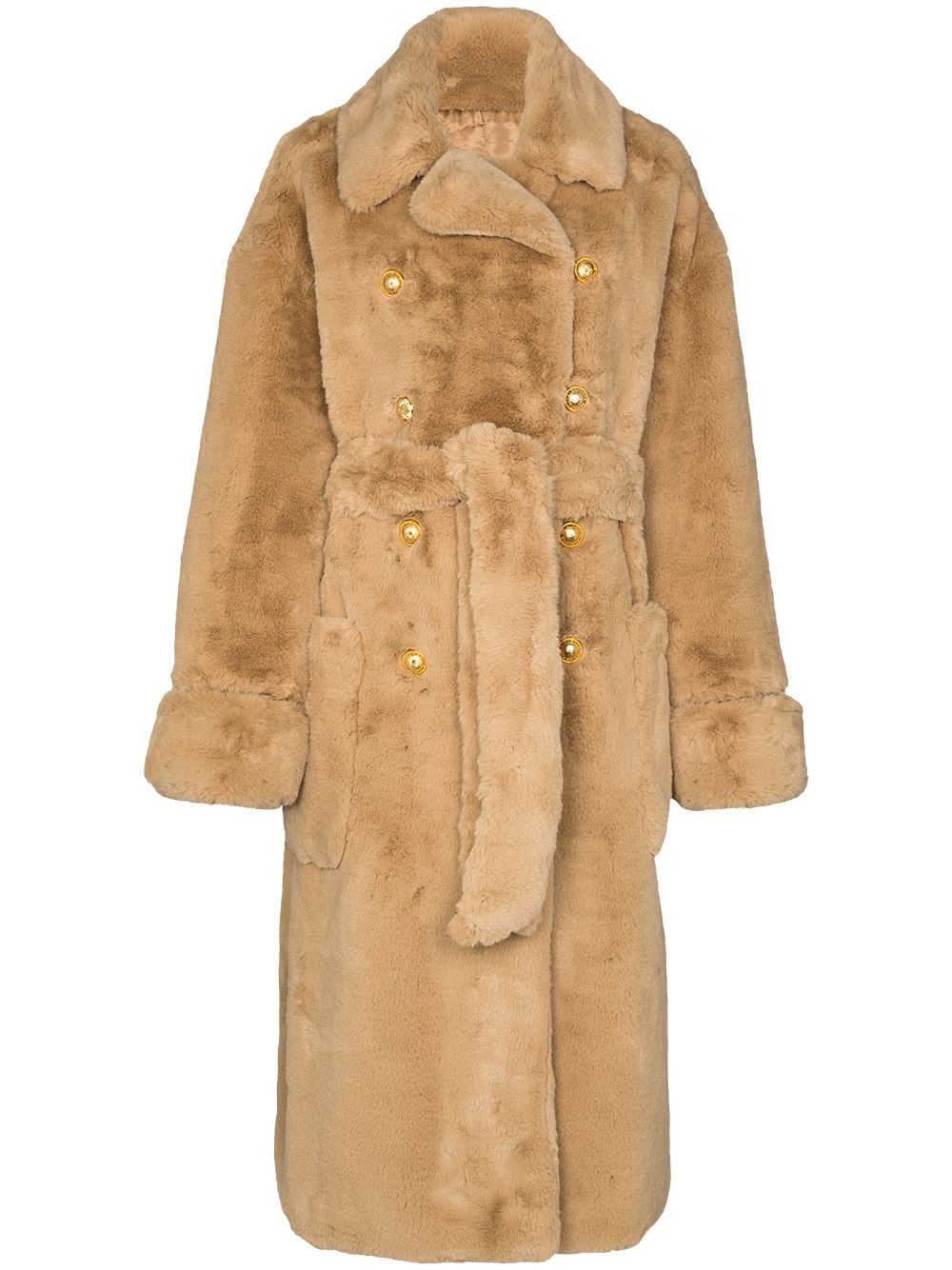 belted faux fur coat