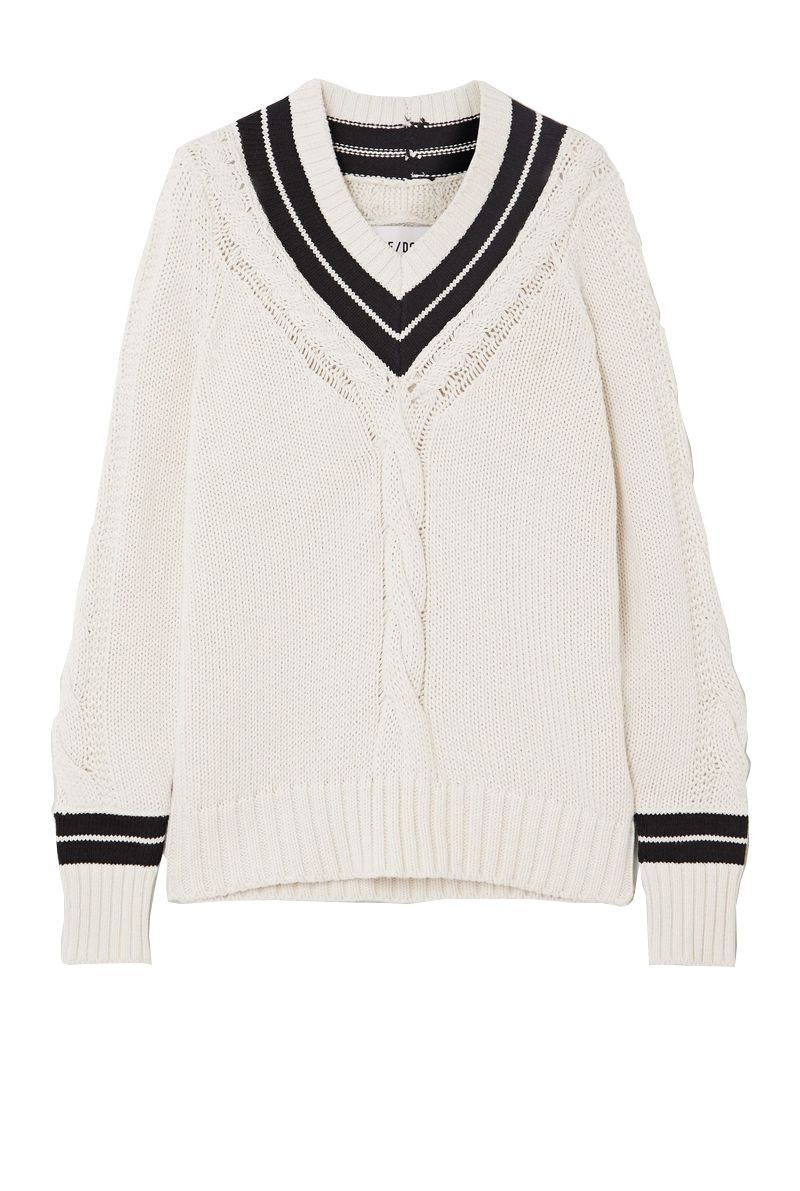 90s two-tone cable-knit cotton-blend sweater
