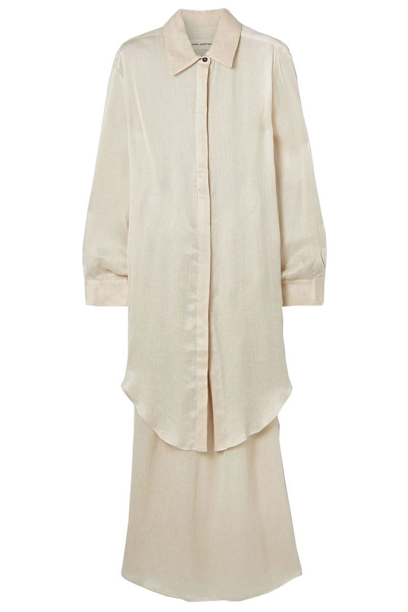 Agata plissé-TENCEL Luxe crepon shirt and skirt set