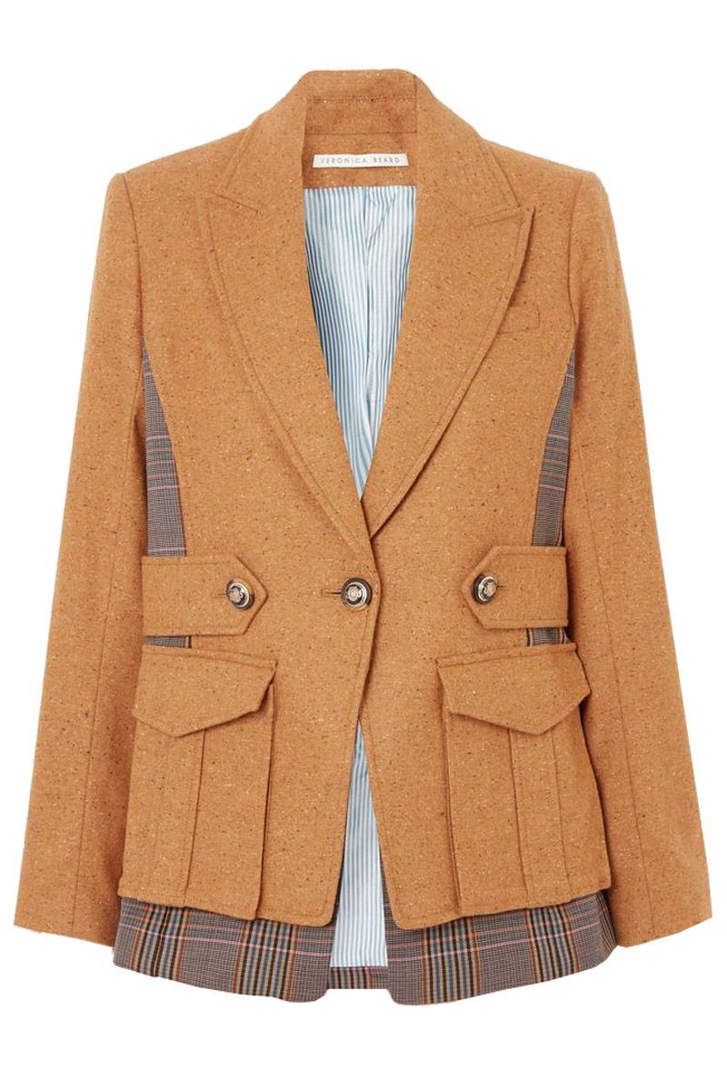 Aitana Dickey paneled wool-blend and checked twill jacket