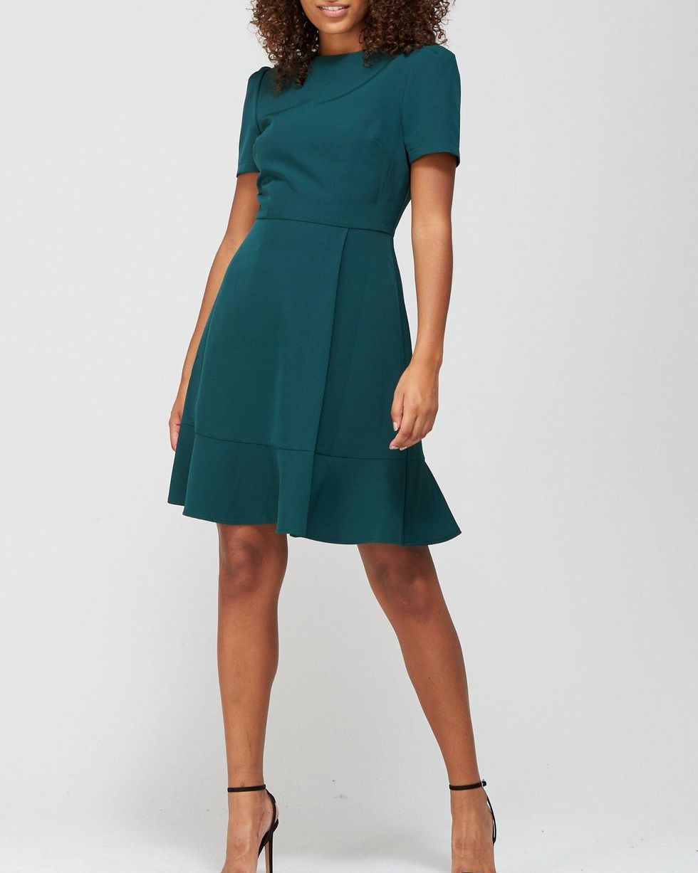 Short Sleeve Mini Dress - Forest Green