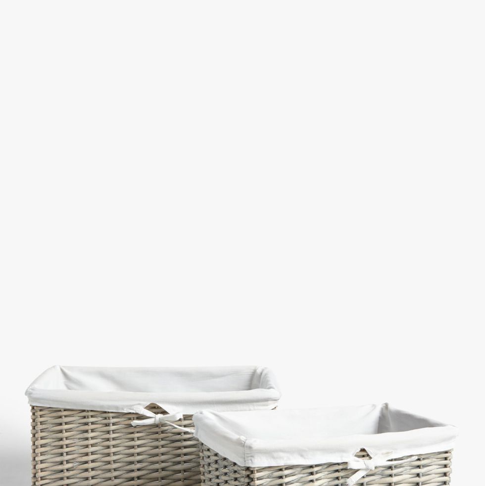 John Lewis & Partners Willow Lined Storage Baskets, Grey, Set of 2