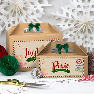 Christmas Eve Box Personalised | PARCEL FROM SANTA | Kraft box with ribbon bow