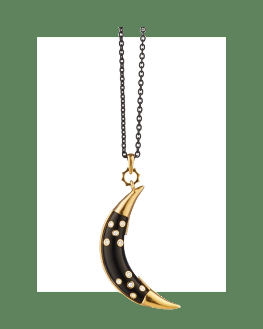 “New Moon” Charm Necklace with Diamonds
