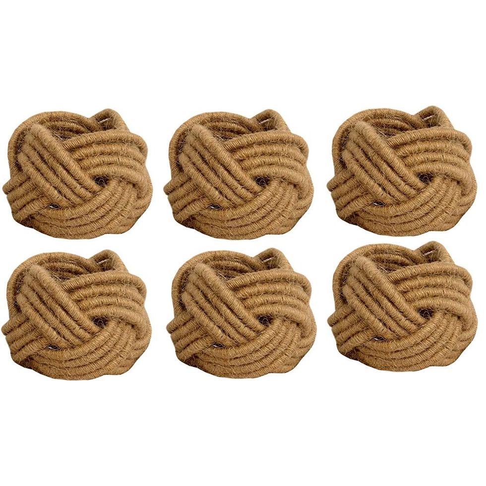 Braided Jute Burlap Napkin Rings (Set of 6)